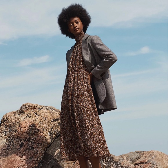 NWOT Madewell (Re)sourced Georgette Smocked-Neck Midi Dress in Folktale Paisley - Picture 2 of 7